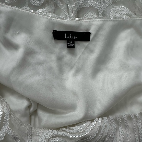 Madina White Sequin One-Shoulder Bodycon Mini Dress Lulus - Picture 9 of 10